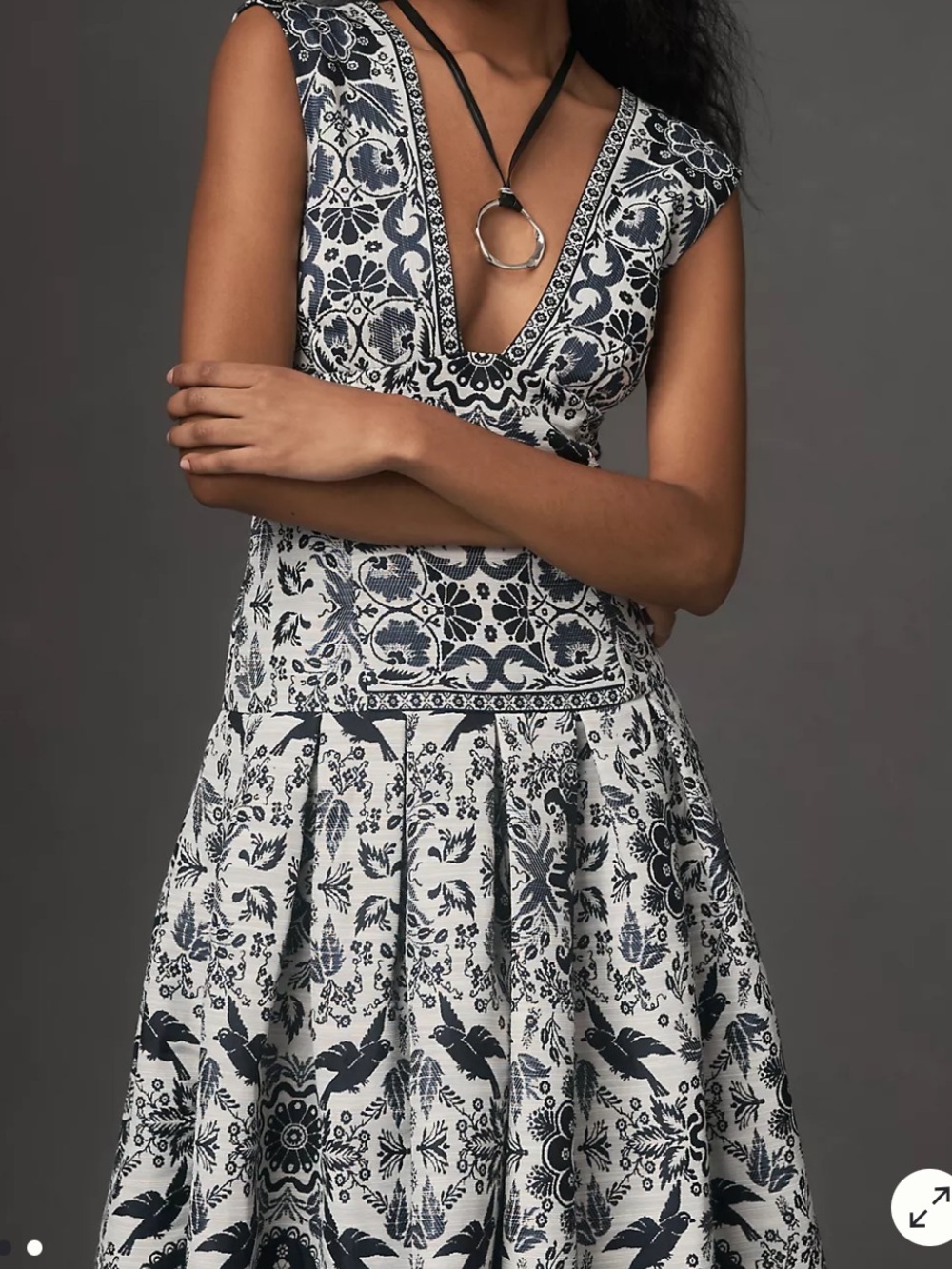 By Anthropologie V-Neck Drop Waist Midi Dress - Picture 2 of 8